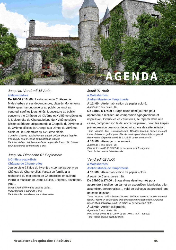 Newsletter Août 1-5