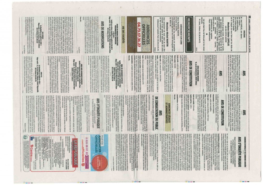 annonces officielles la Republique du centre