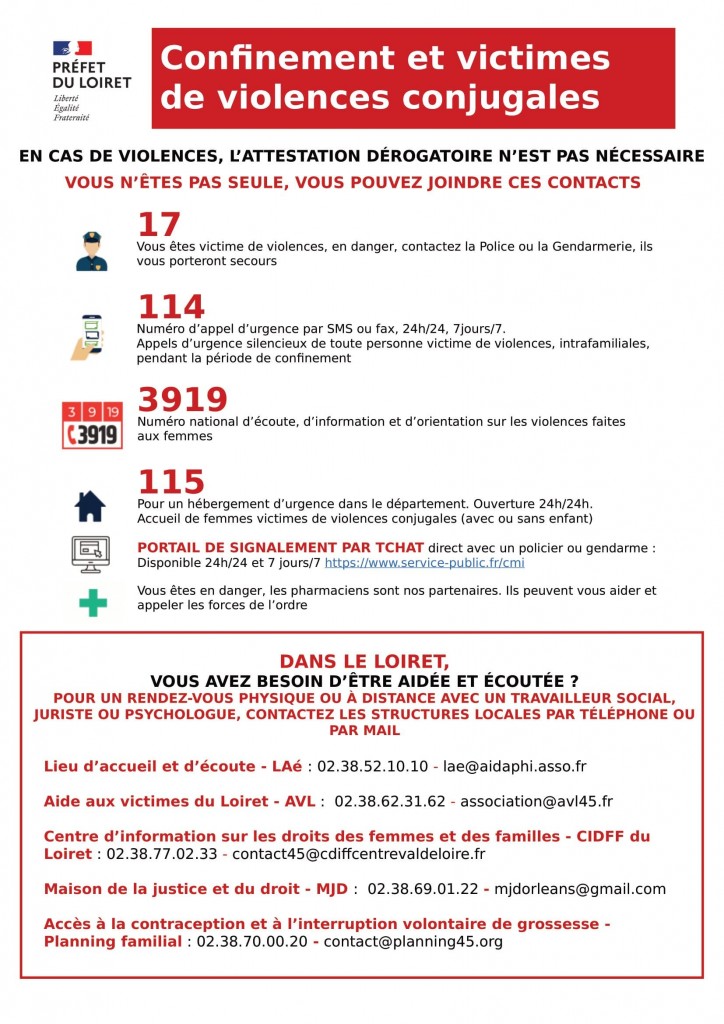 Affiche confinement et victimes de violences_ LOIRET (1)